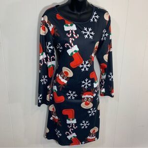 CHRISTMAS reindeer knee length holiday dress small